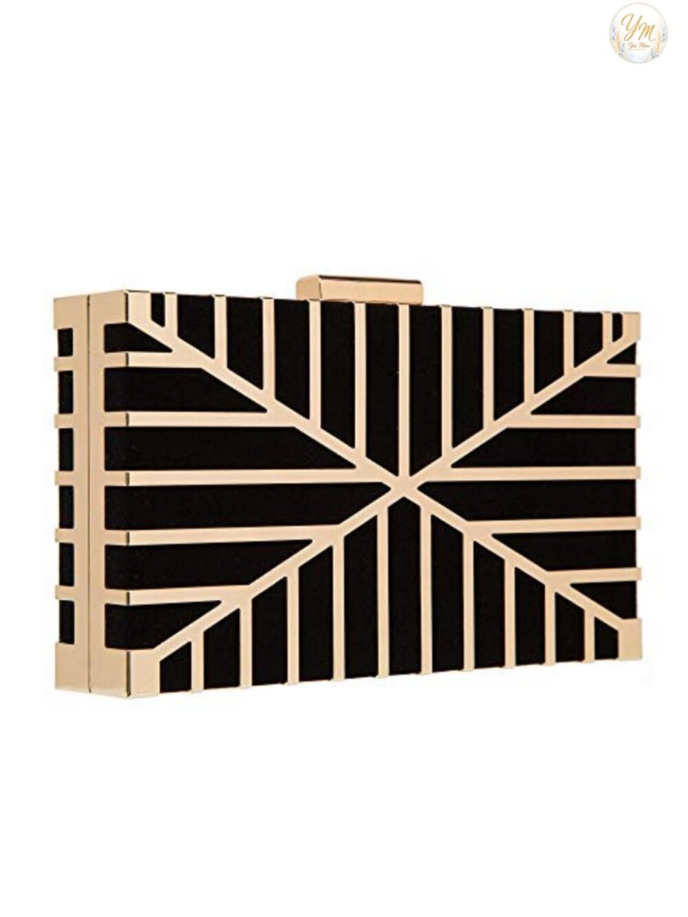 Velvet Evening Clutch Purse with Hollow Metal Frame Detachable Chain